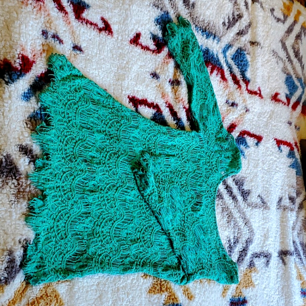 Turquoise lace western top